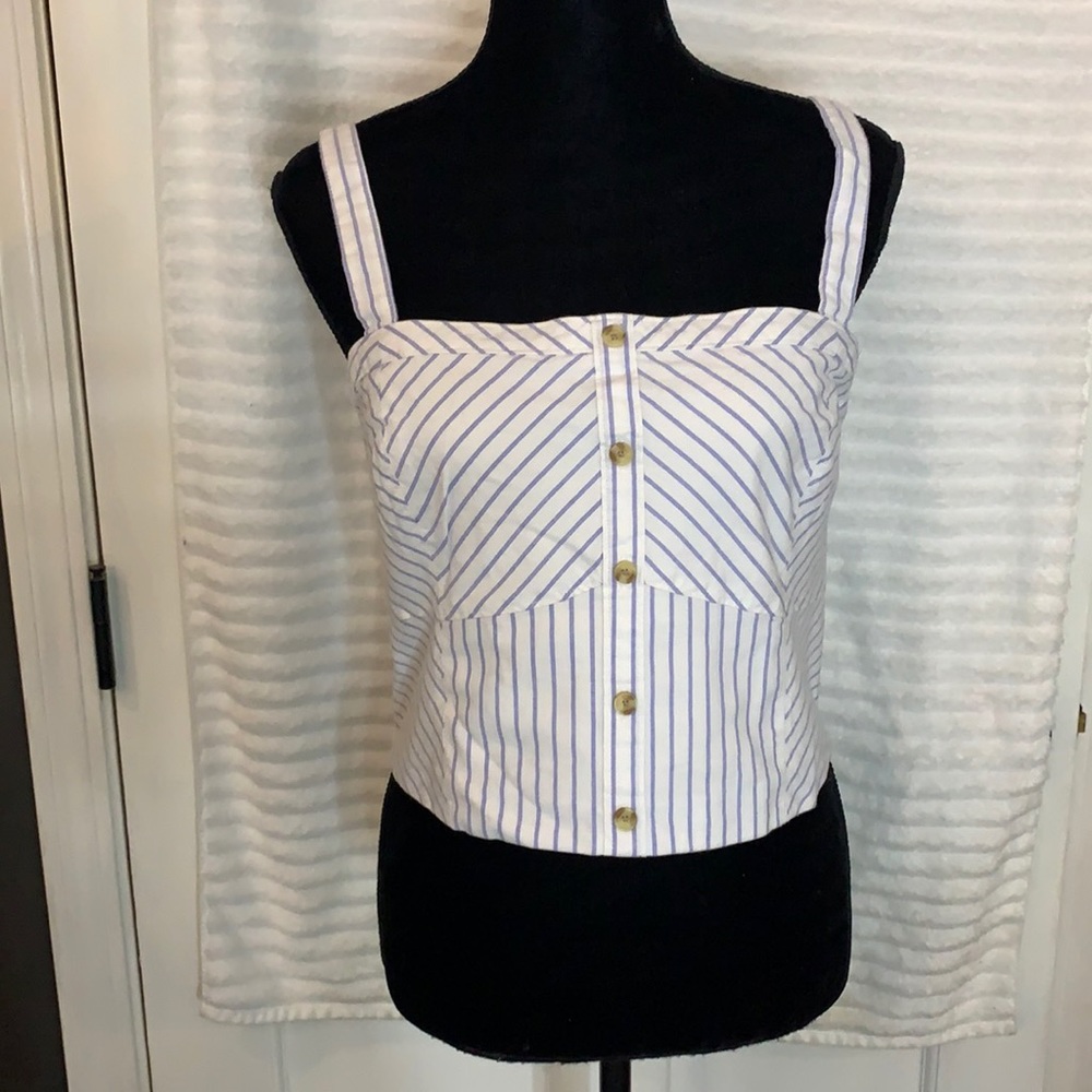 Abercrombie blue and white striped top